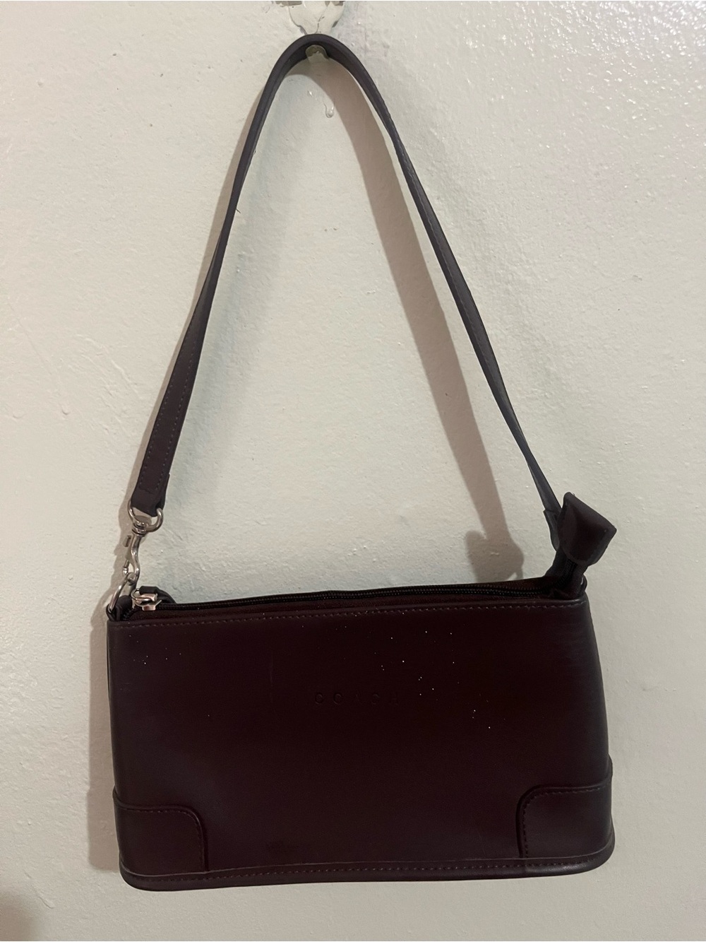 Vintage Coach Mahogany Leather Horizontal Top Zip Shoulder Bag Rare 9911 Creed.